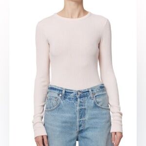 Citizens of Humanity Organic Cotton Blend Cameo Pink Bina Crew Neck Top